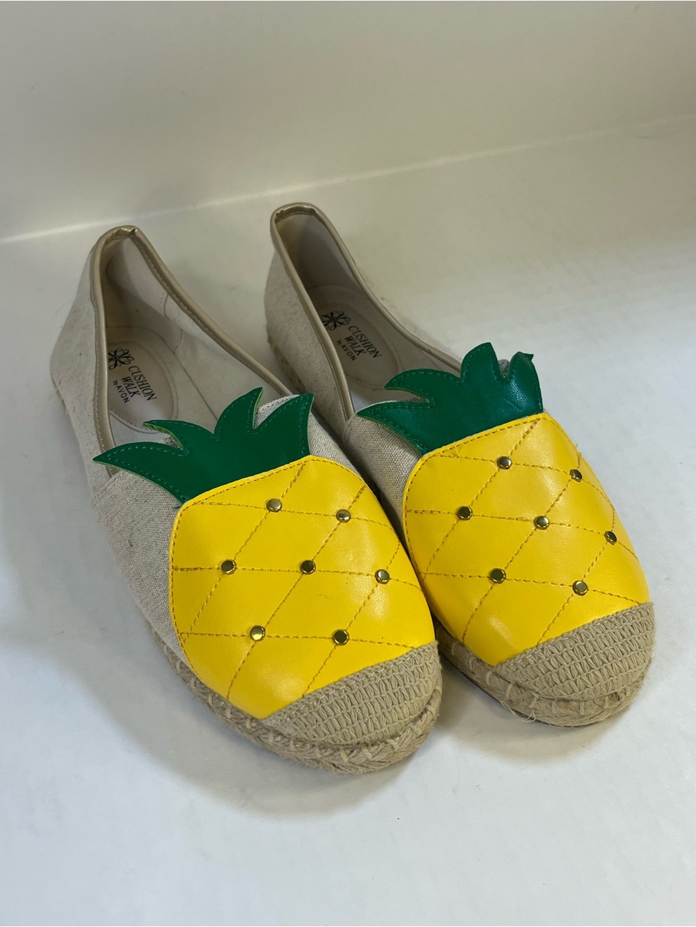 Avon Pineapple Espadrille Flats in Yellow and Green
